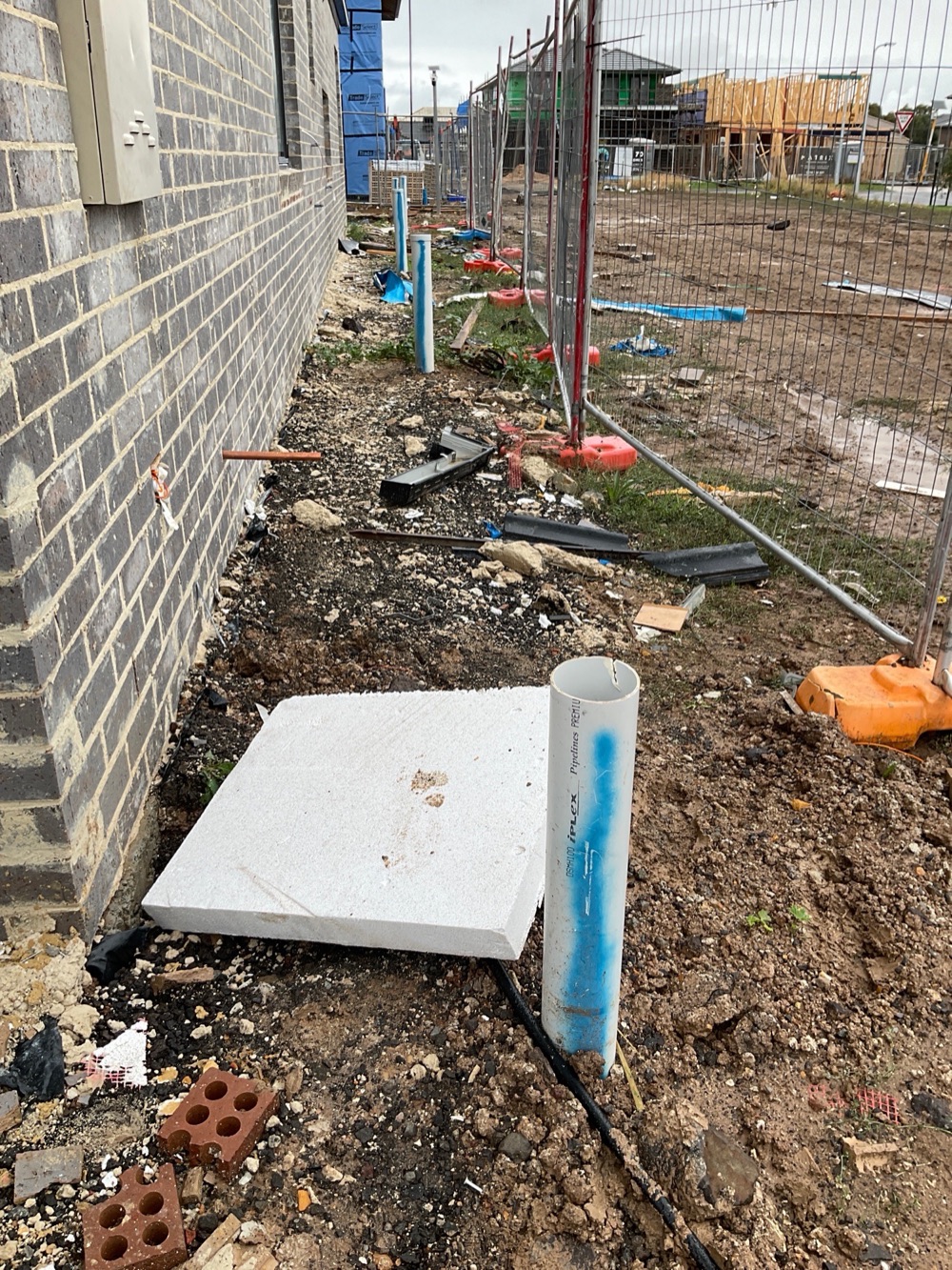 Stormwater pipe broken or blocked, recorded during a lock-up inspection in Point Cook