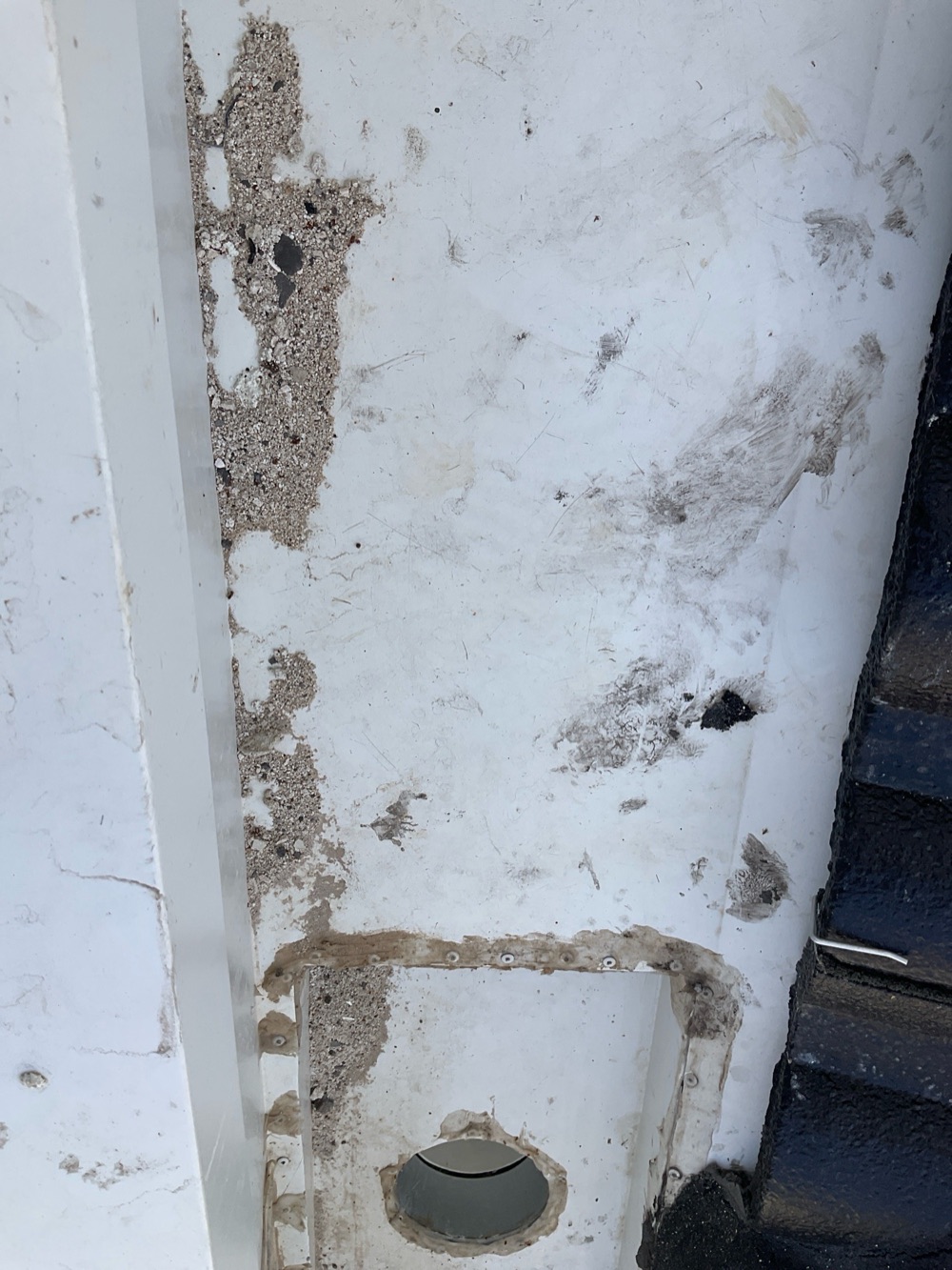 Debris left in the gutters around the dwelling, recorded during a fixing inspection in Point Cook